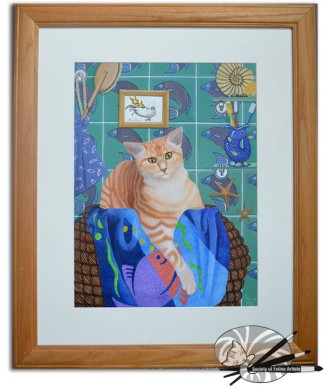 fish and chips framed - by Patricia Mooney-gouache on canvas board-£360